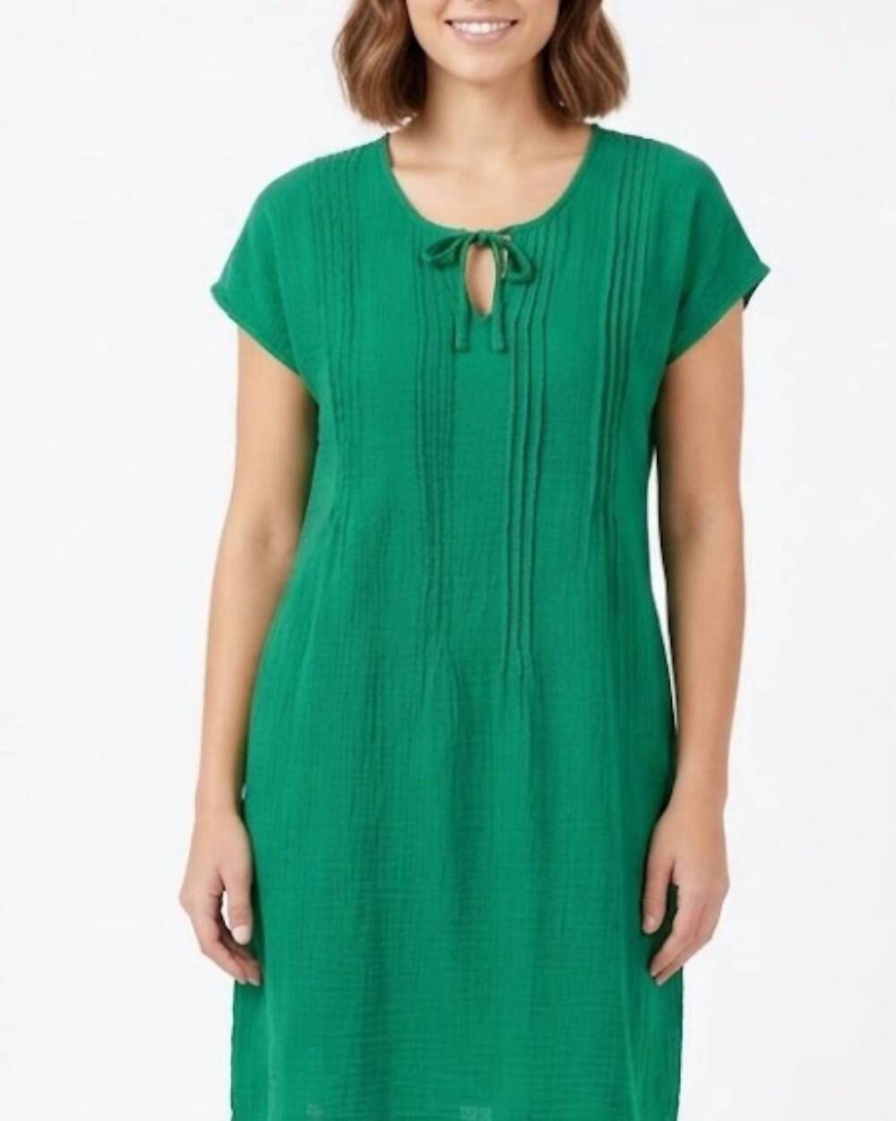 NEW DUNES tie neck dress in emerald